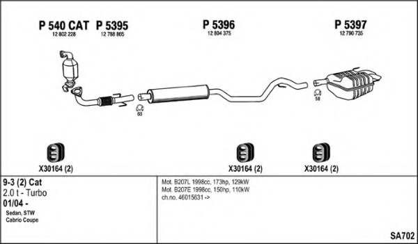FENNO SA702 Exhaust System